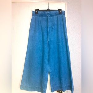 Madewell Women's Medium Gaucho Pants Lagenlook Chambray Blue Cotton Linen Wide